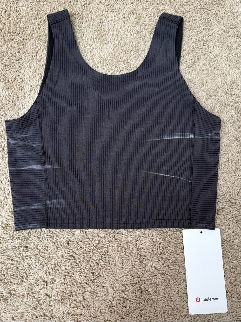 lululemon Ribbed Softstreme™ Cropped Tank — Charcoal/Black